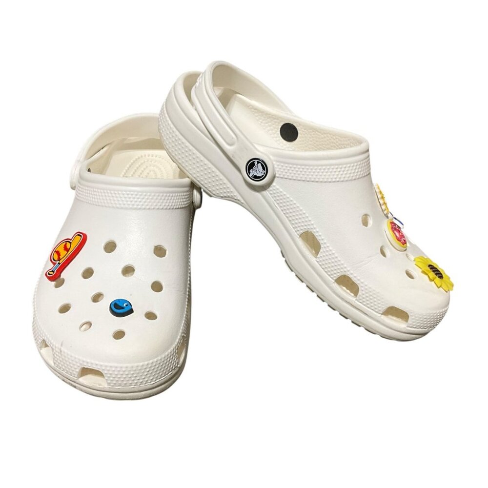 Crocs Slip-On Clogs With Colorful Charms Ventilated Design Lightweight & Comfort